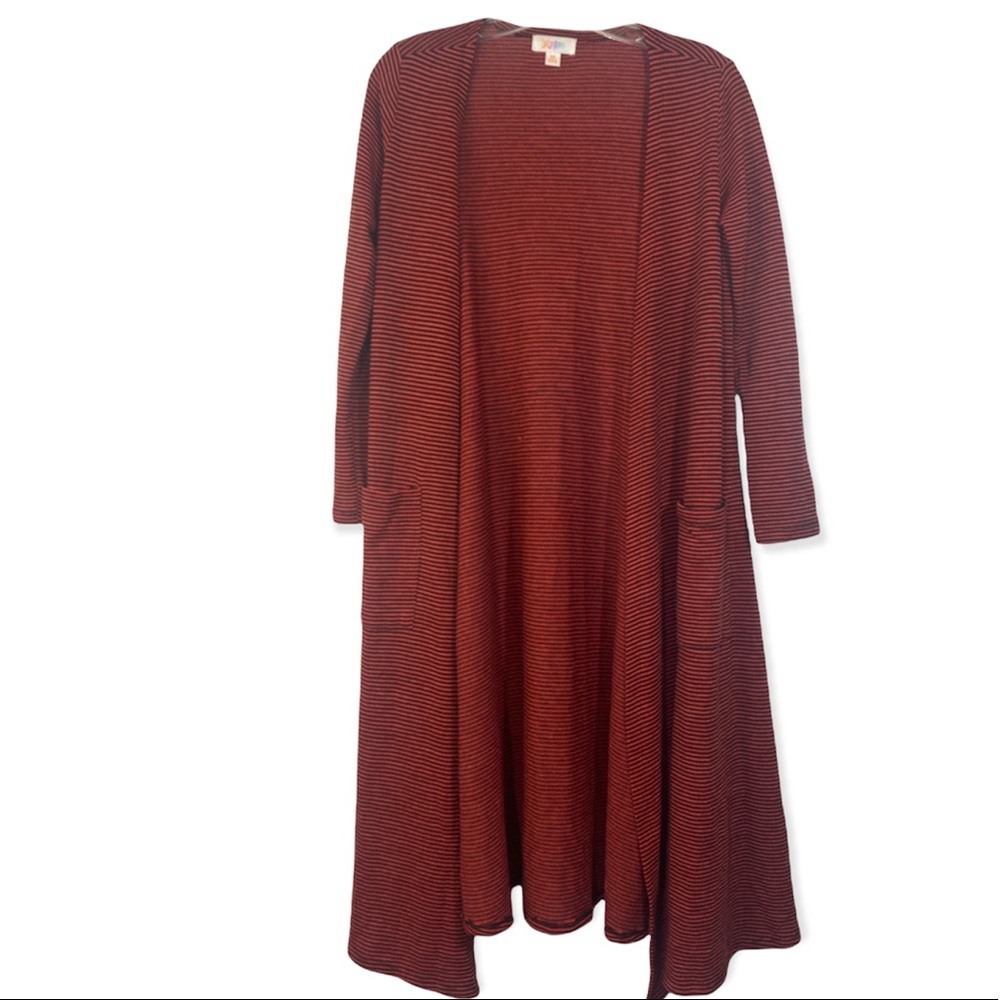 SW10 Lularoe Red & Black Sarah Duster Cardigan Size XS